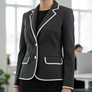 Lauren Ralph Lauren Charcoal Blazer with White Accents